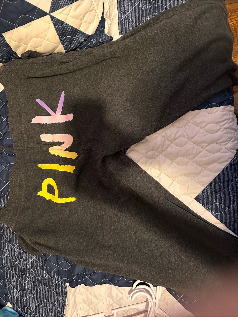 PINK Charcoal Gray Sweatpants with Gradient Logo